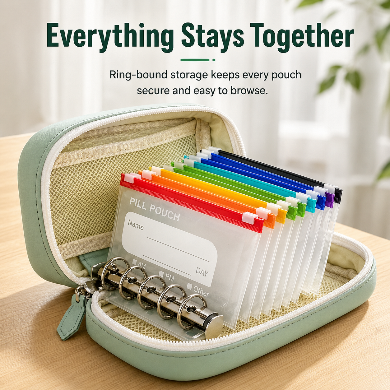 Compact pill pouch case dimension diagram