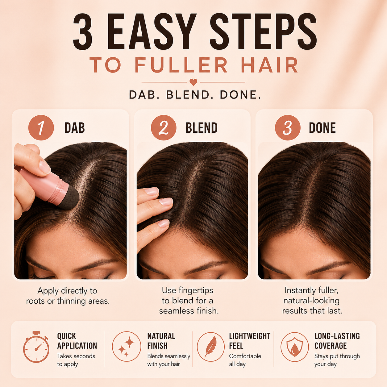 Hair line before and after concealer application comparison