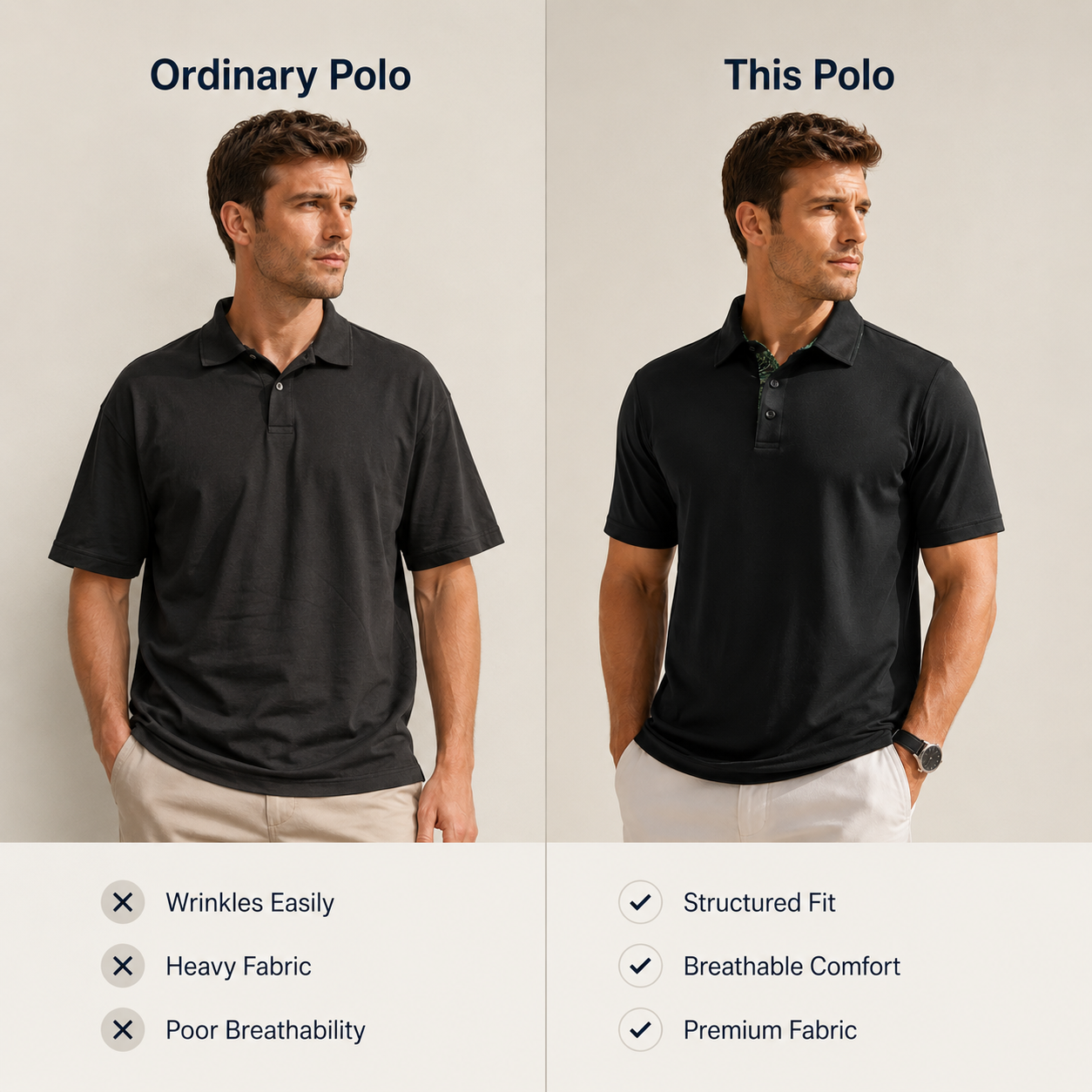 Classic fit men’s polo shirt available colors