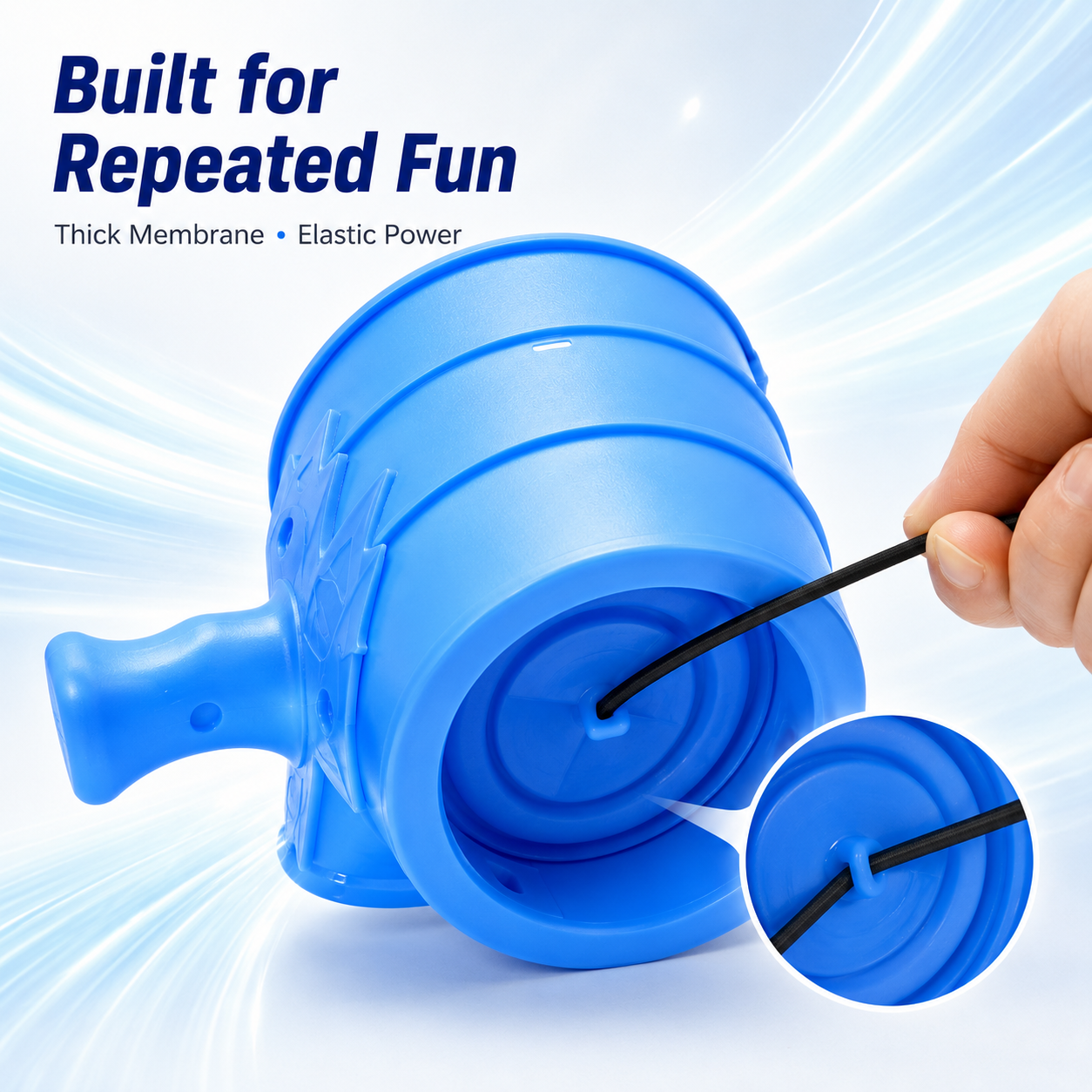 Kids and family playing with air cannon in indoor living room