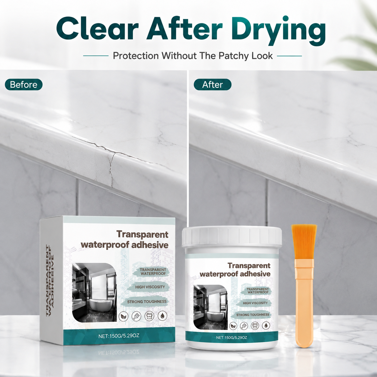 Invisible clear film on bathroom tile surface after drying