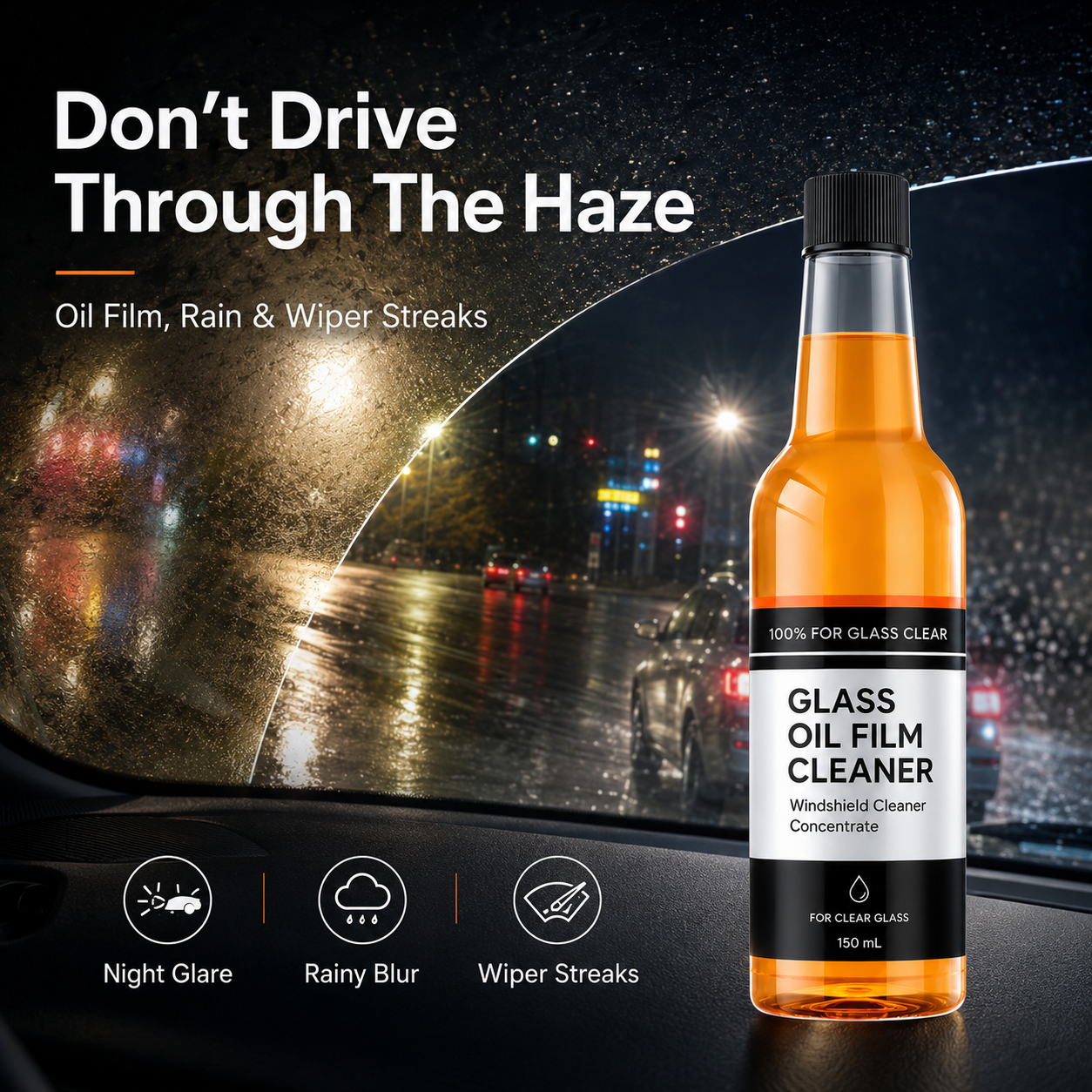 Pouring orange wiper concentrate fluid detail look