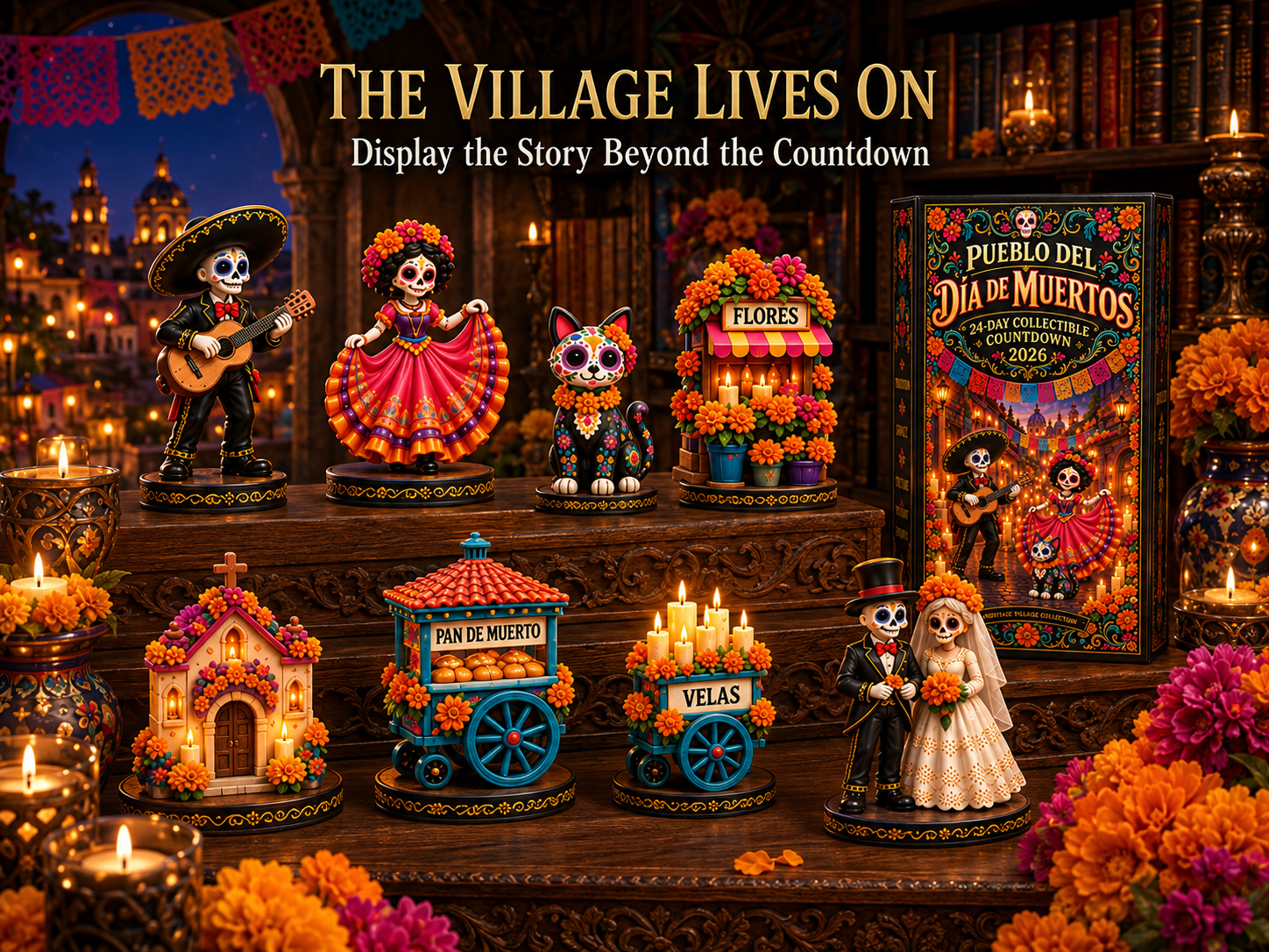 Completed Día de los Muertos heritage village display