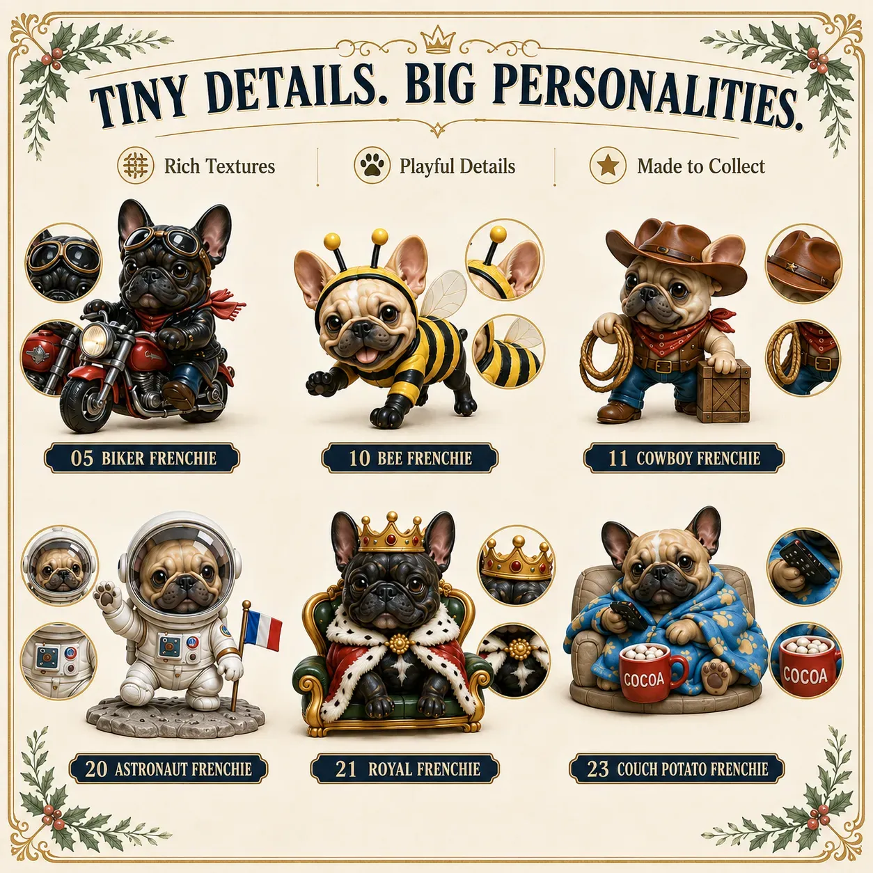 Detailed French Bulldog Collectible Figurines