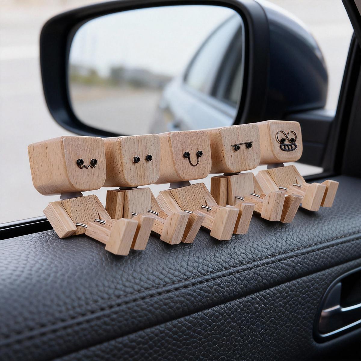 Handmade Shaking Wooden Man Dashboard Decor