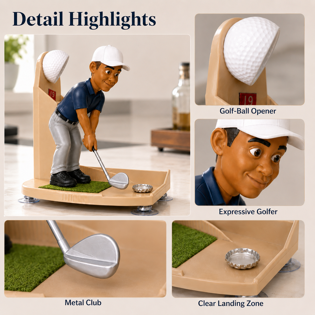 Golf bottle opener structure design