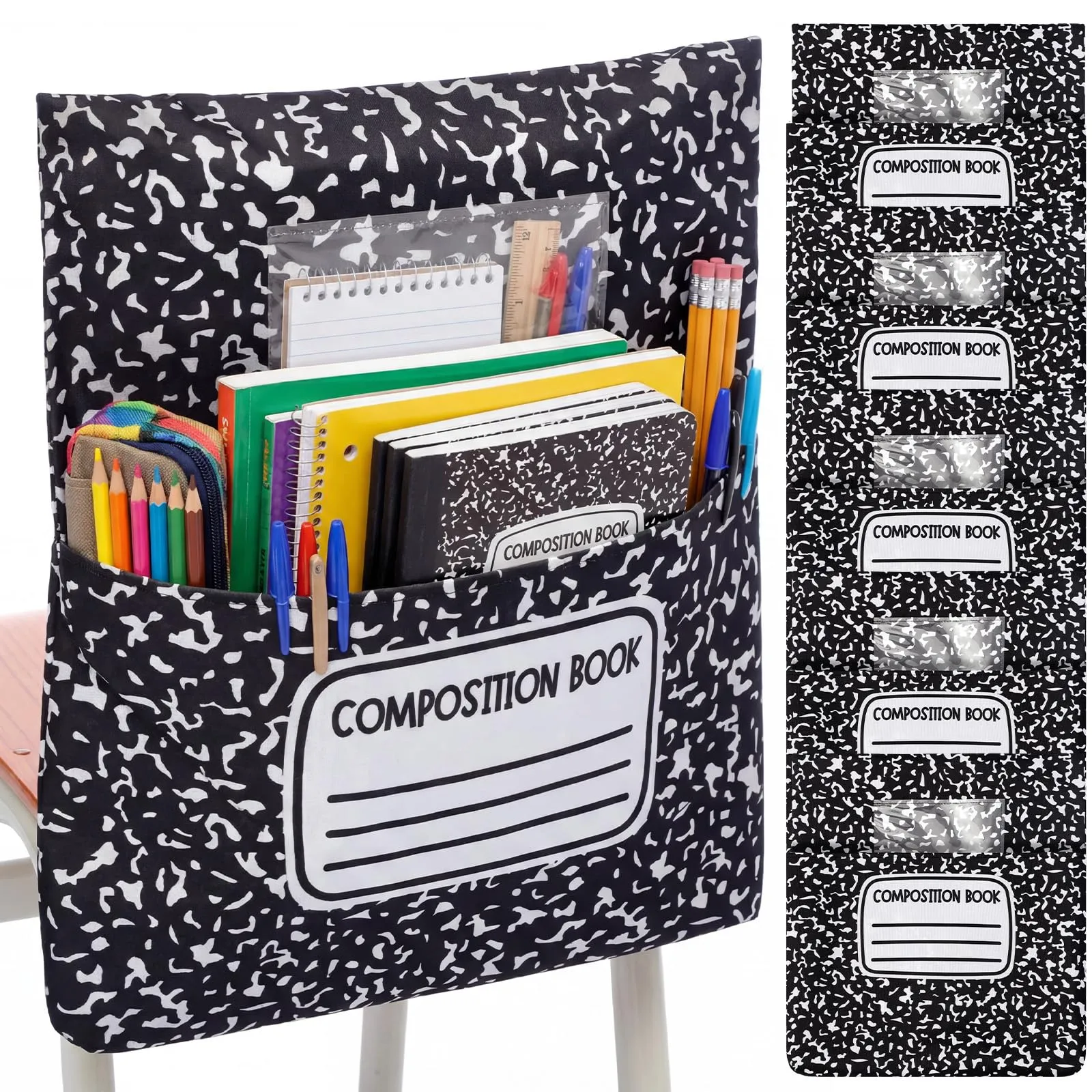17 by 19 inch classroom chair pocket organizer for books notebooks worksheets and supplies