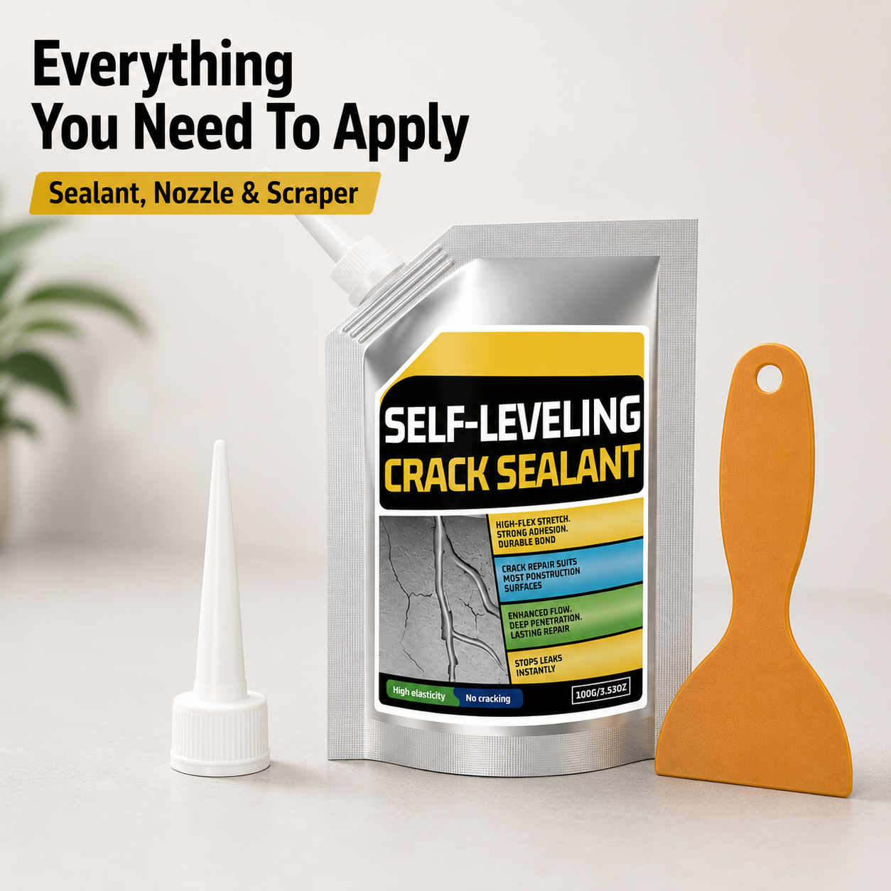 Self leveling crack sealant pouch main product view