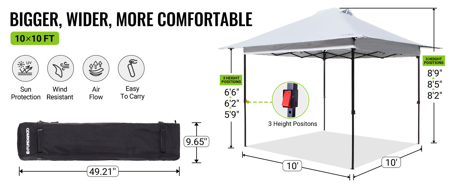FUNDANGO 10x10ft Pop Up Outdoor Canopy Tent Sun Shelter Tent