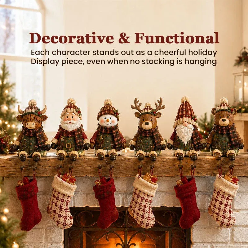 Christmas stocking holder character options including Highland cow Santa snowman