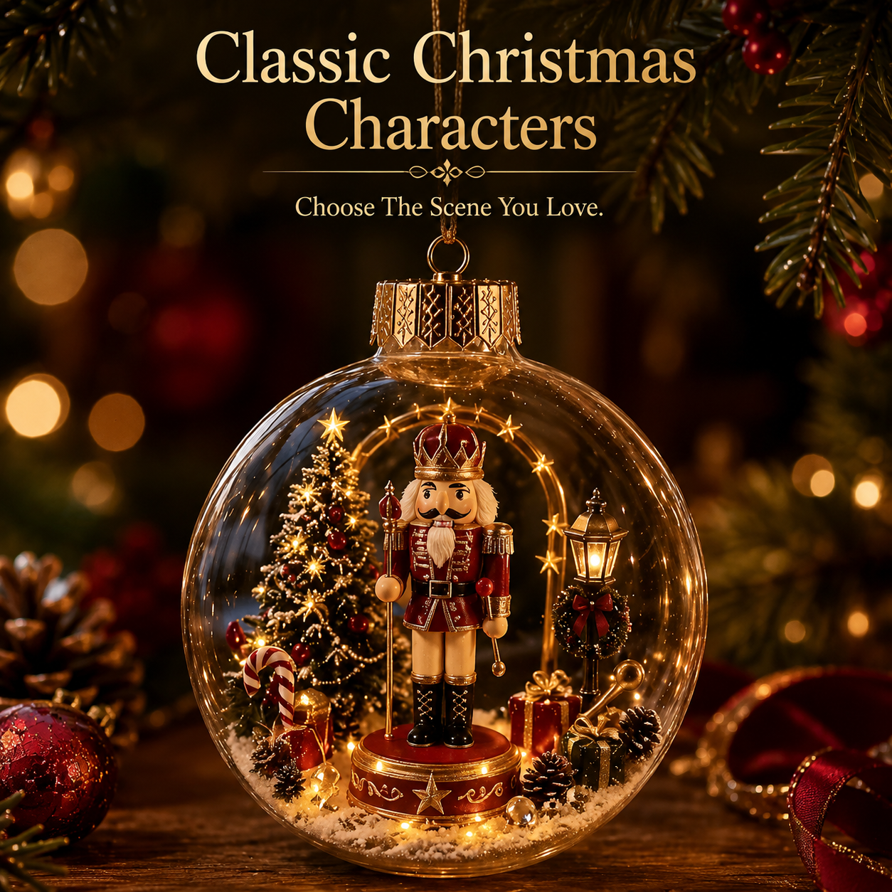 Festive Christmas Train miniature globe ornament