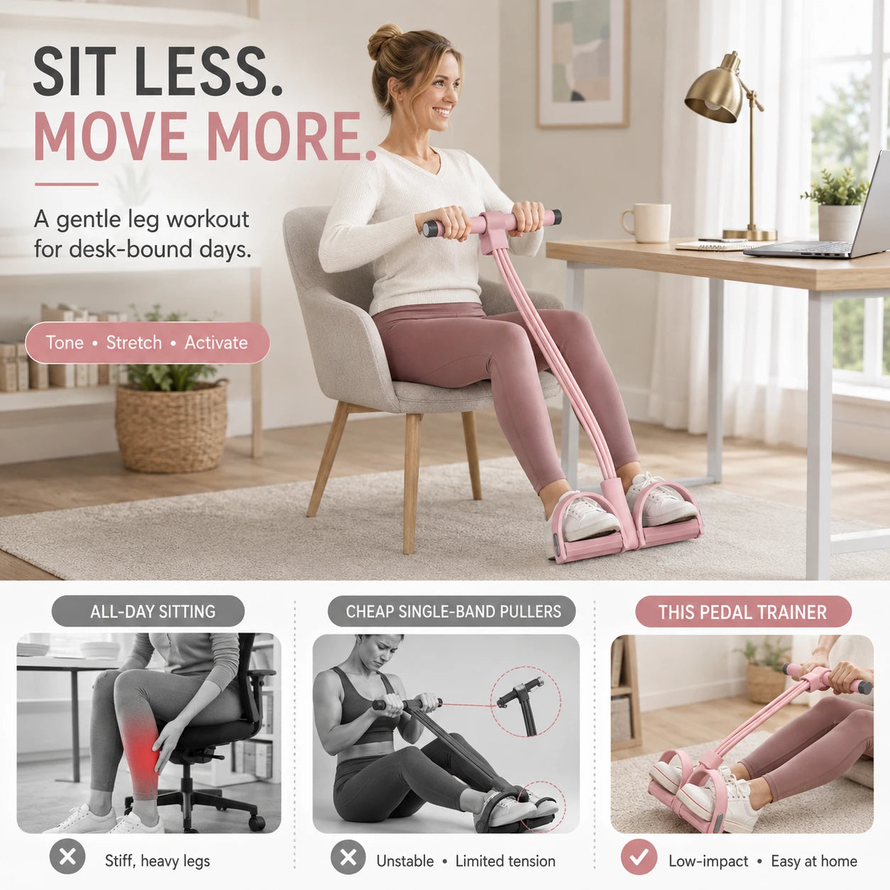 Move and tone your legs with a pedal resistance trainer