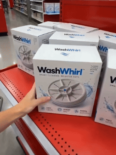 Portable vortex mini washing machine demonstration in water basin