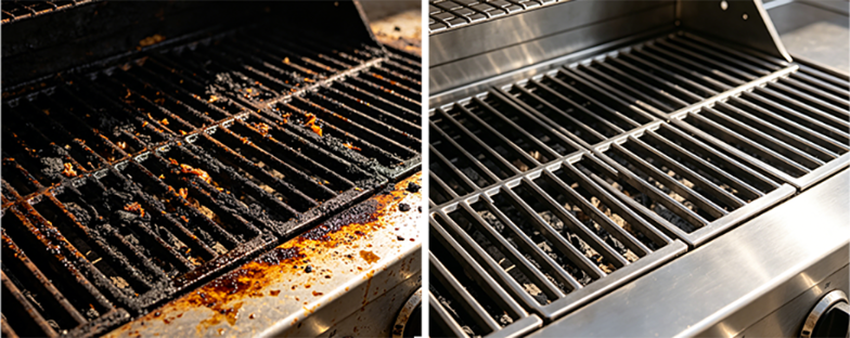Before and after grill cleaner result image one