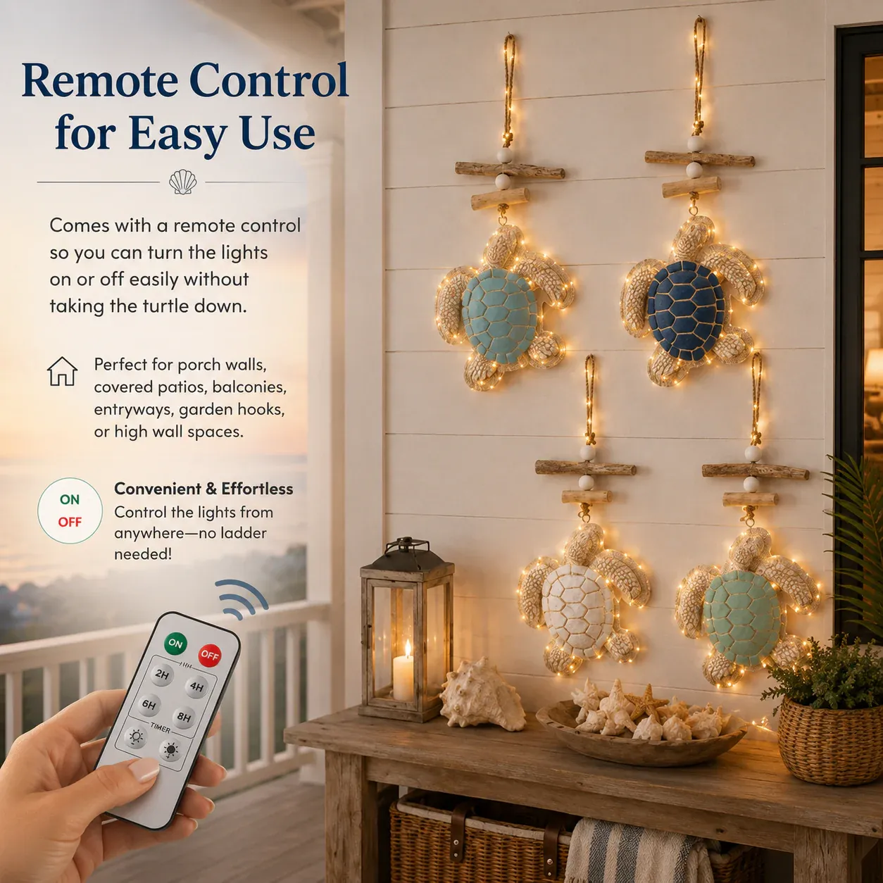 Remote control lighted sea turtle wall decor