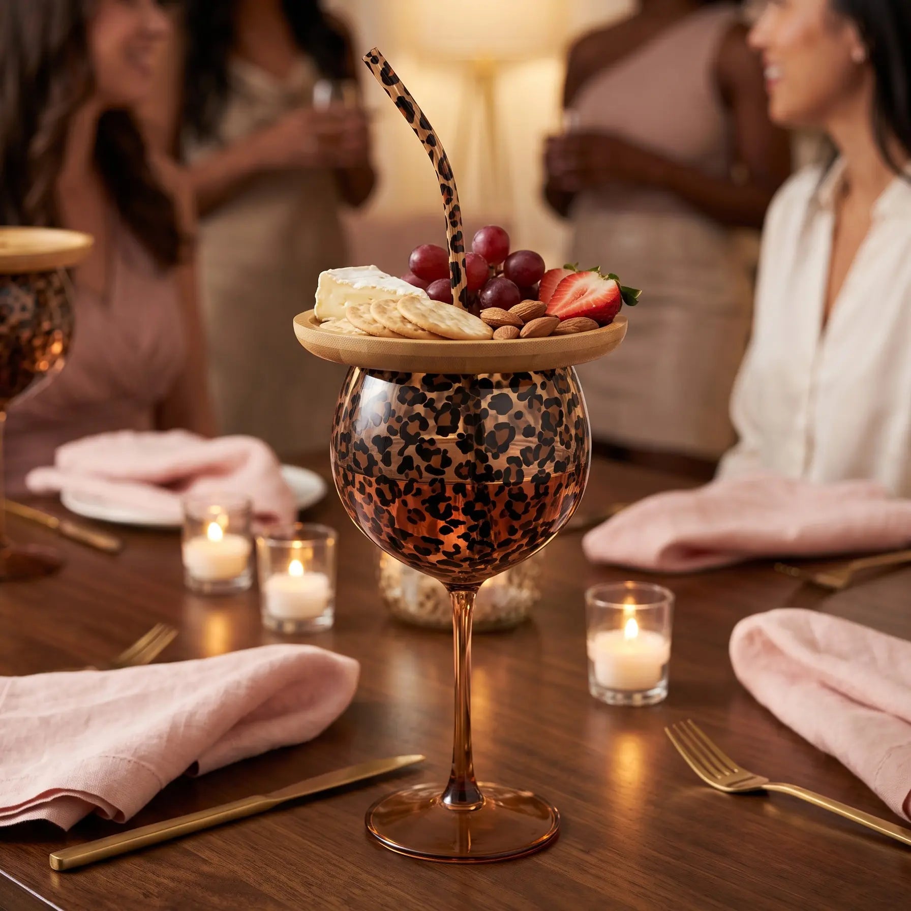 Leopard Wine Glass Girls Night Party Scene