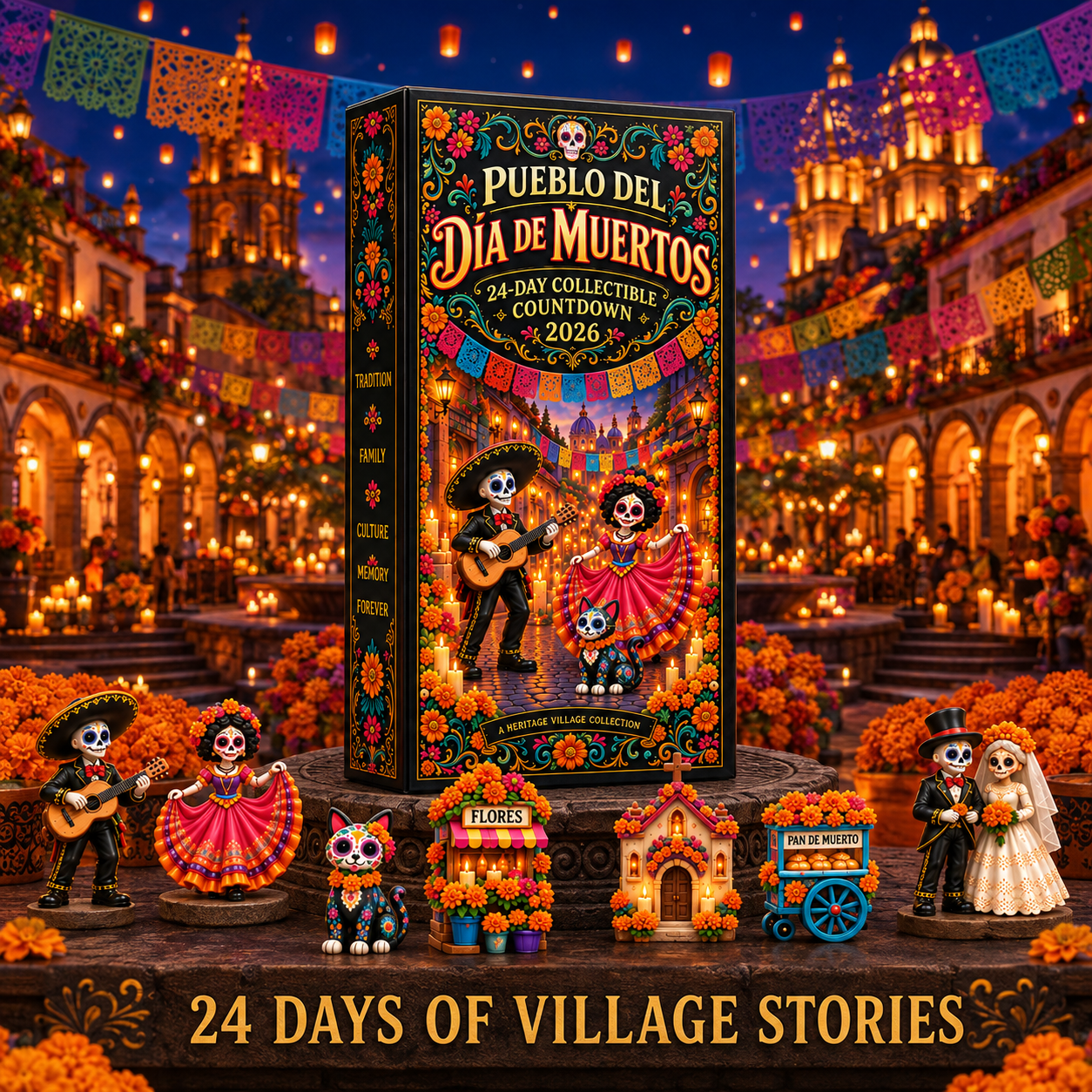 Día de los Muertos advent calendar complete product display