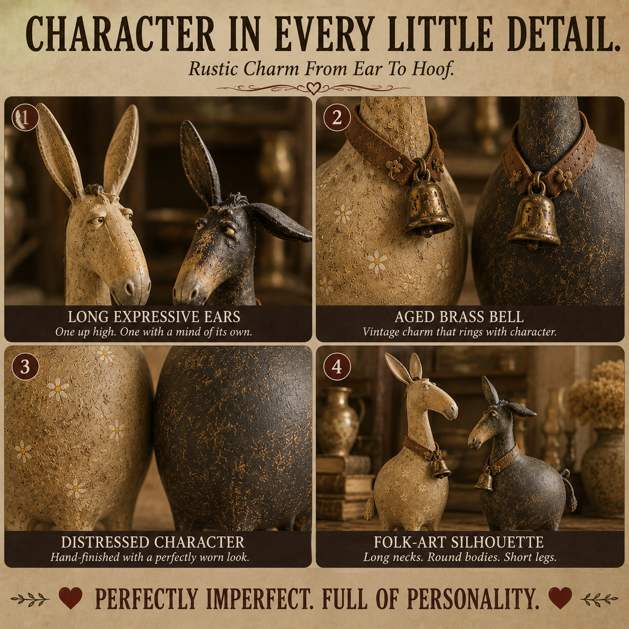 Rustic Folk Art Donkey Details
