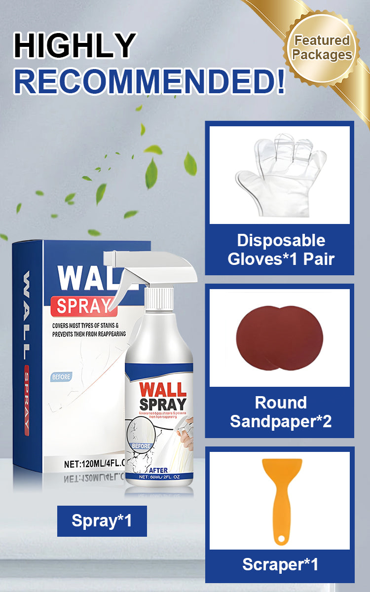 Magic wall repair spray set package accessories gloves sandpaper scraper