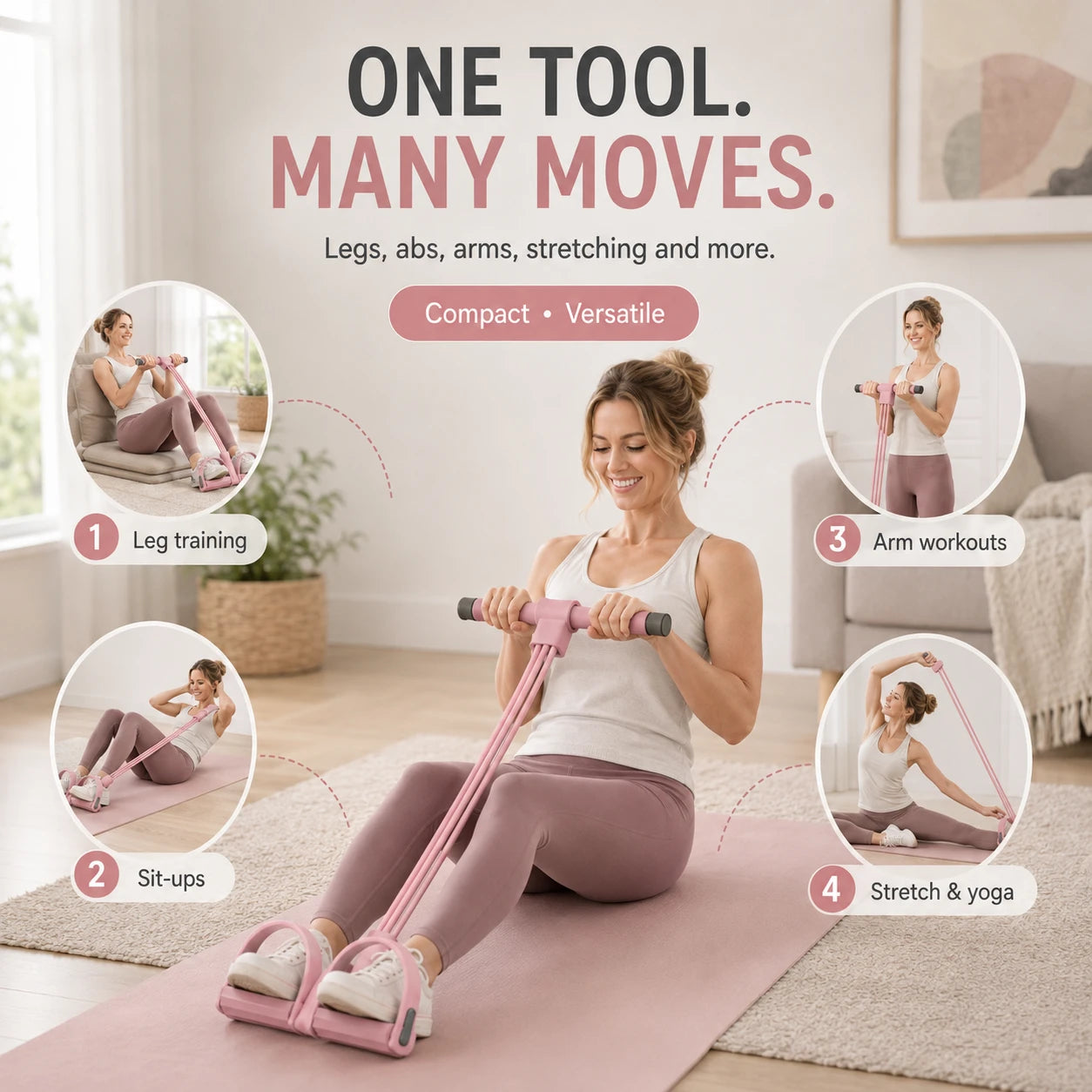 Compact trainer for multiple exercises