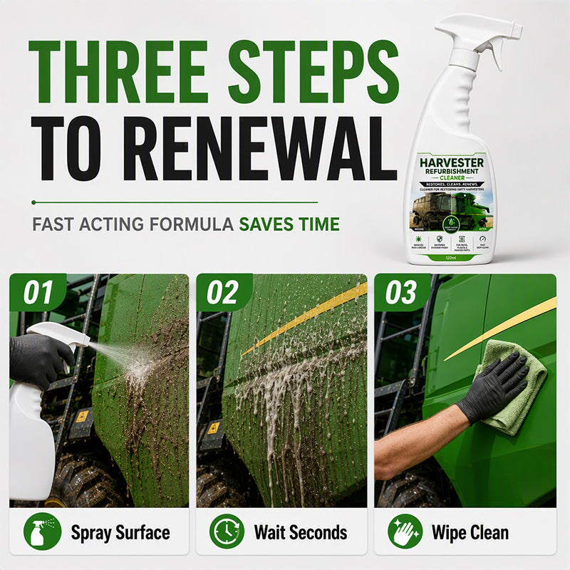 Three-step application process for harvester cleaner spray