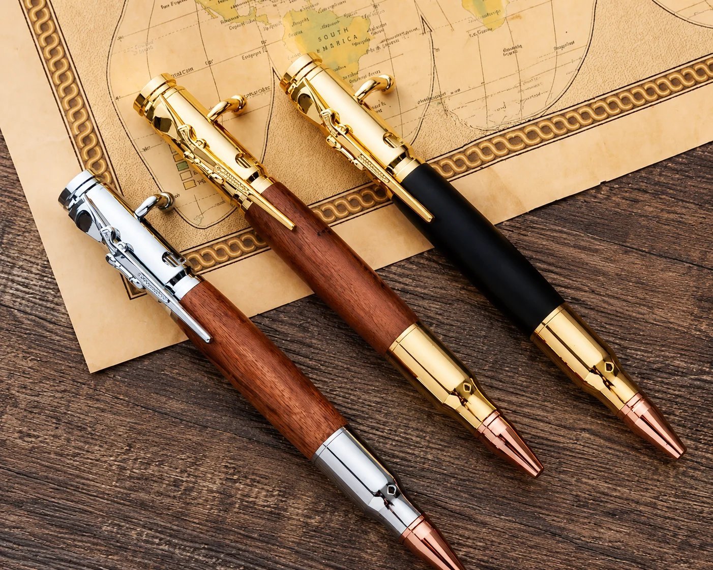🔥HOT SALE🔥Handcrafted Bolt Action Bullet Pen with Solid Wood & Authentic Shell Casing