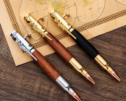 🔥HOT SALE🔥Handcrafted Bolt Action Bullet Pen with Solid Wood & Authentic Shell Casing