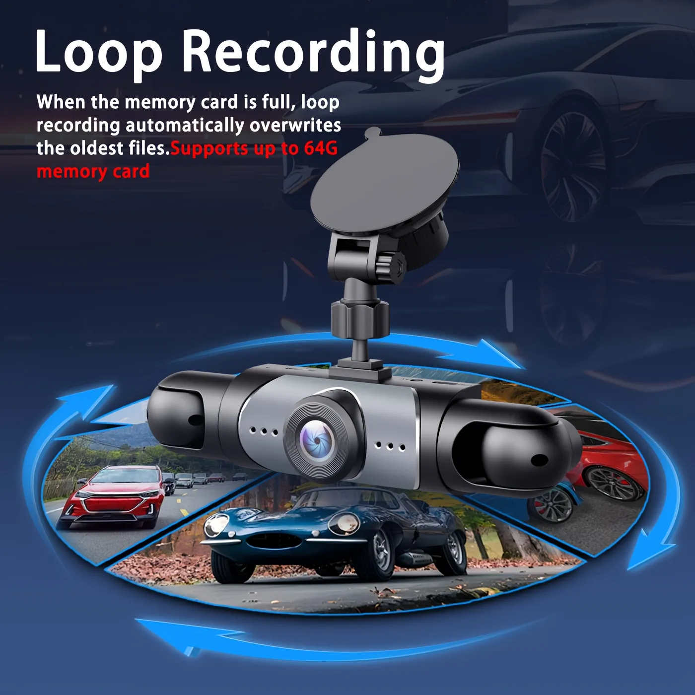 Dash camera loop recording and G sensor event lock
