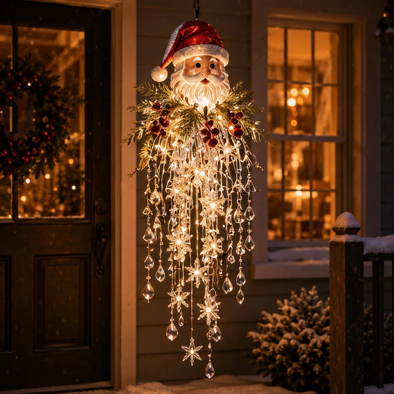 ✨ Crystal Cascade™ Christmas Hanging Porch Light – Overhead LED Crystal Waterfall 💎