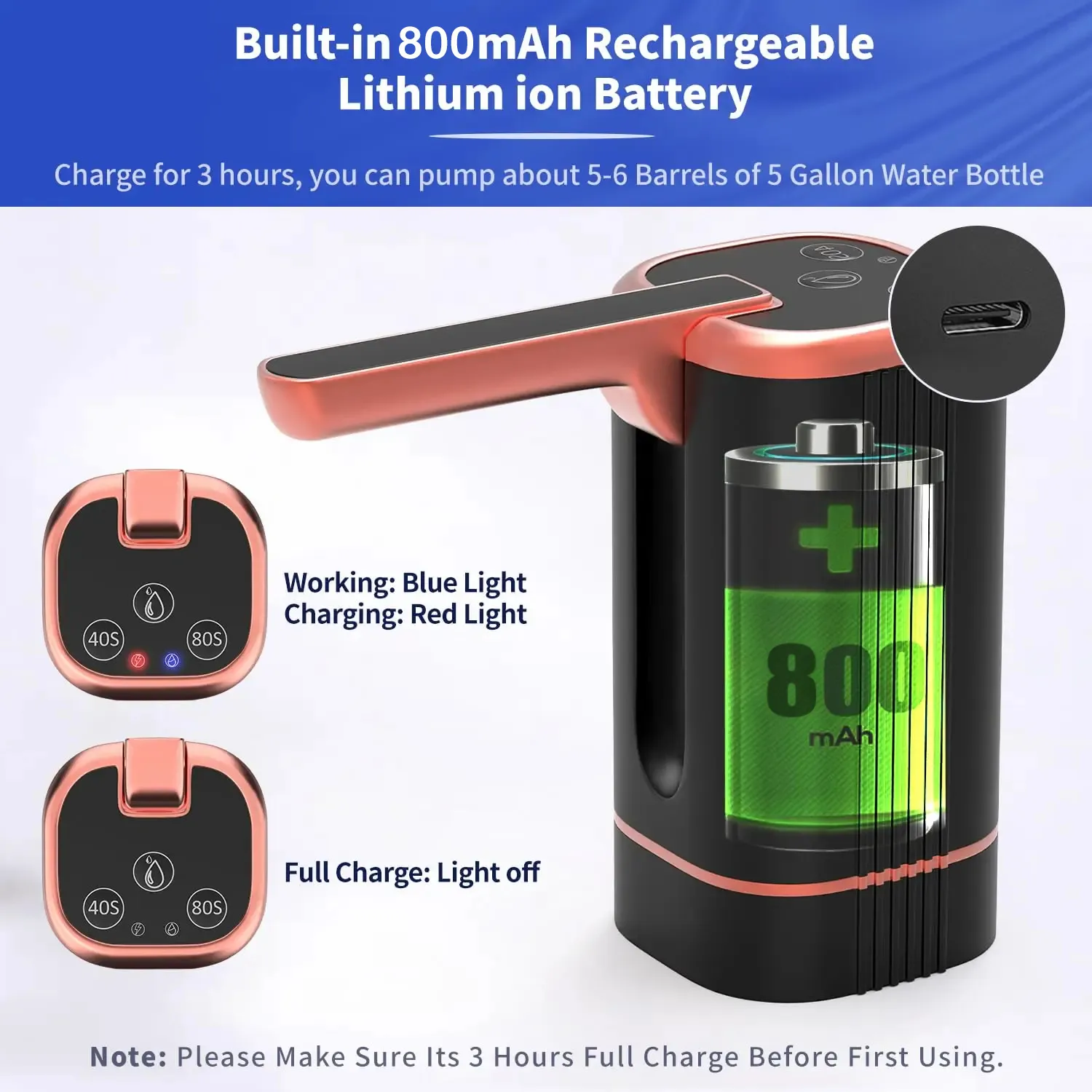 Rechargeable battery water pump