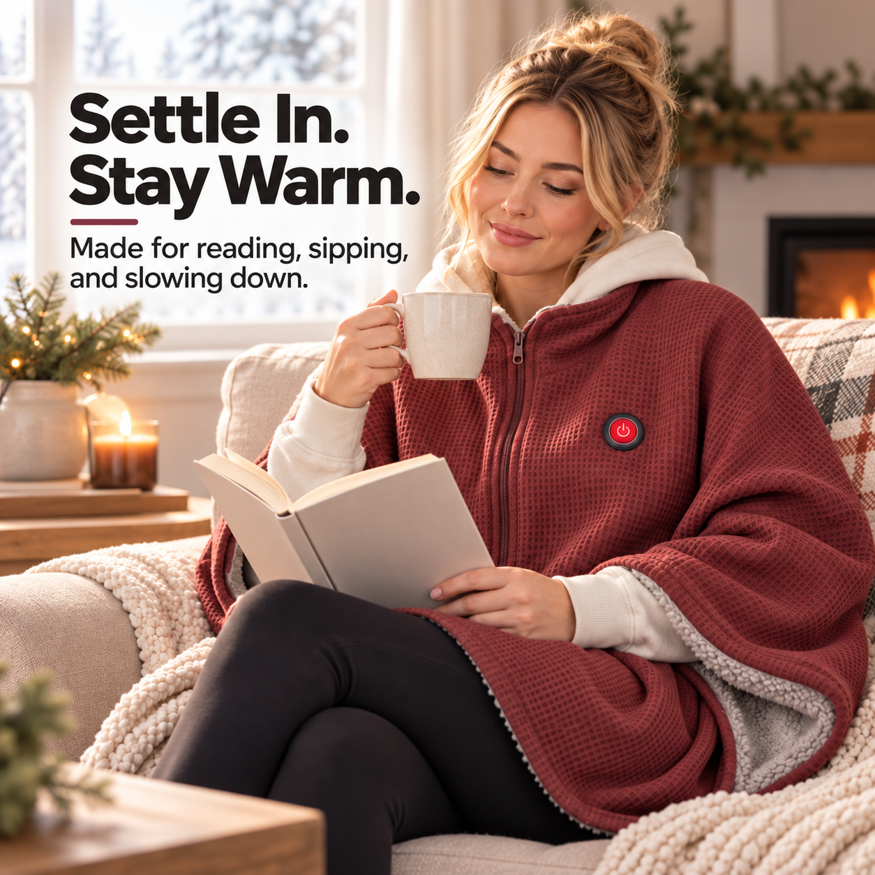 Active heating wearable blanket