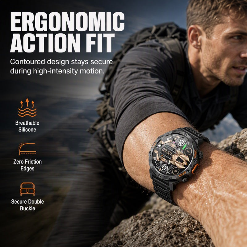 Rugged outdoor smartwatch with integrated LED flashlight