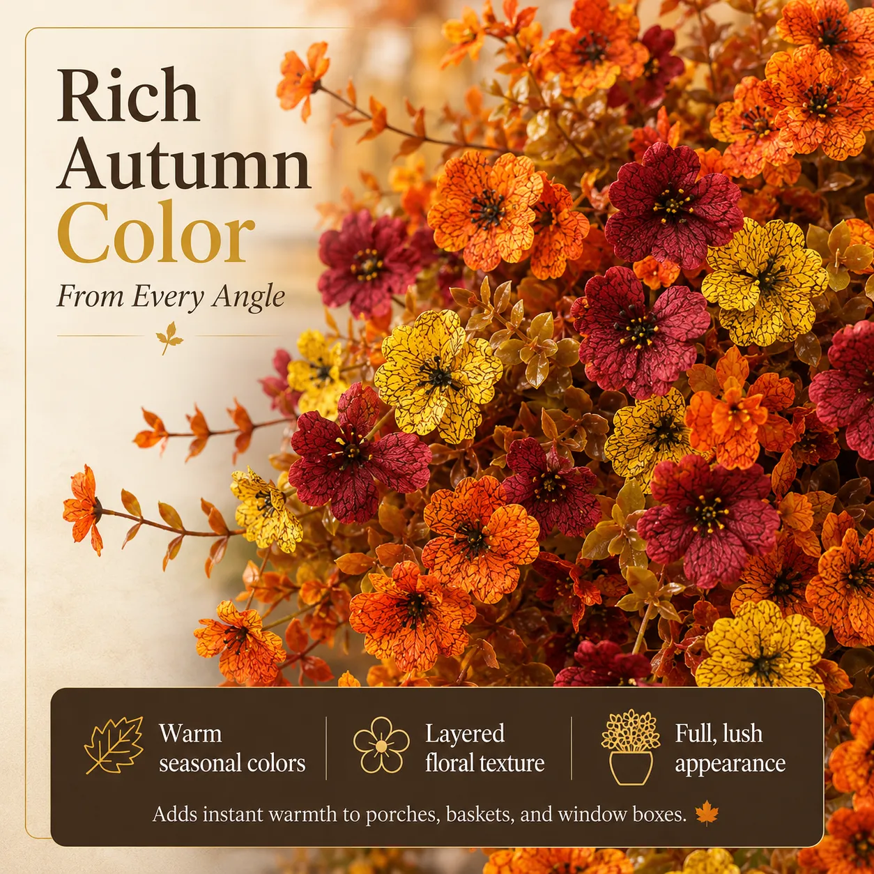 Rich autumn faux flowers