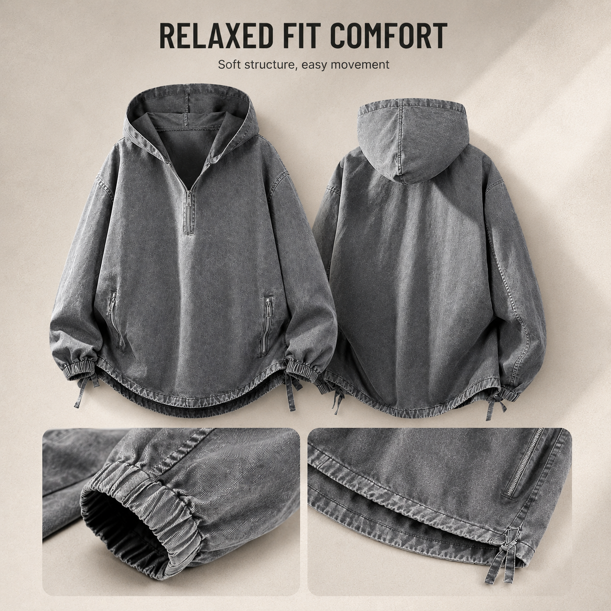 Available color options including Washed Gray, Dark Gray, and Brown