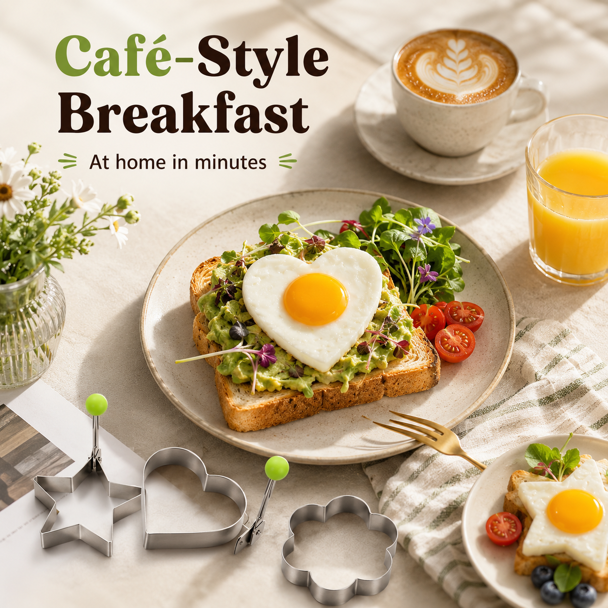 Reusable cute breakfast mold for eggs and pancakes