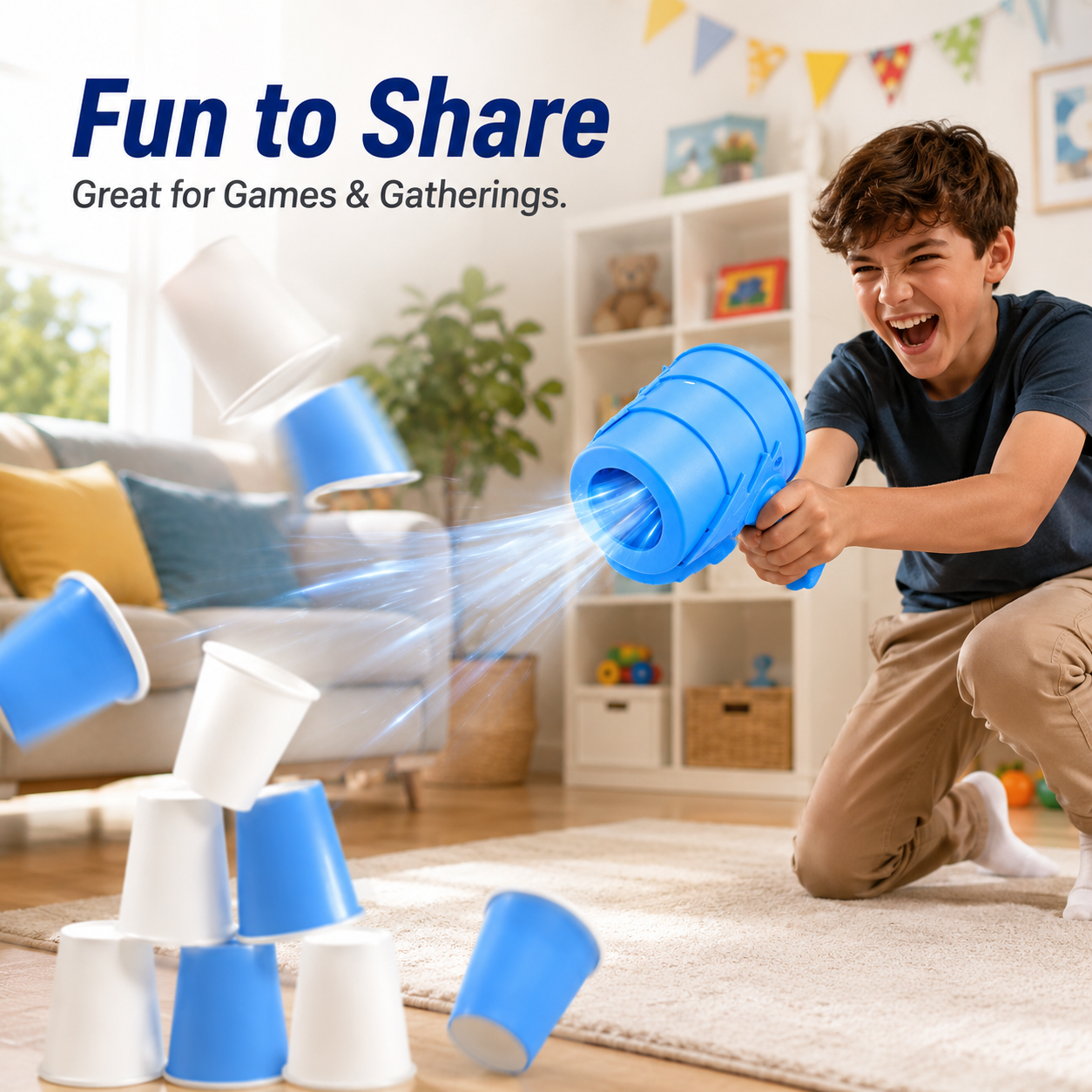 Air cannon toy featuring front release nozzle and body construction