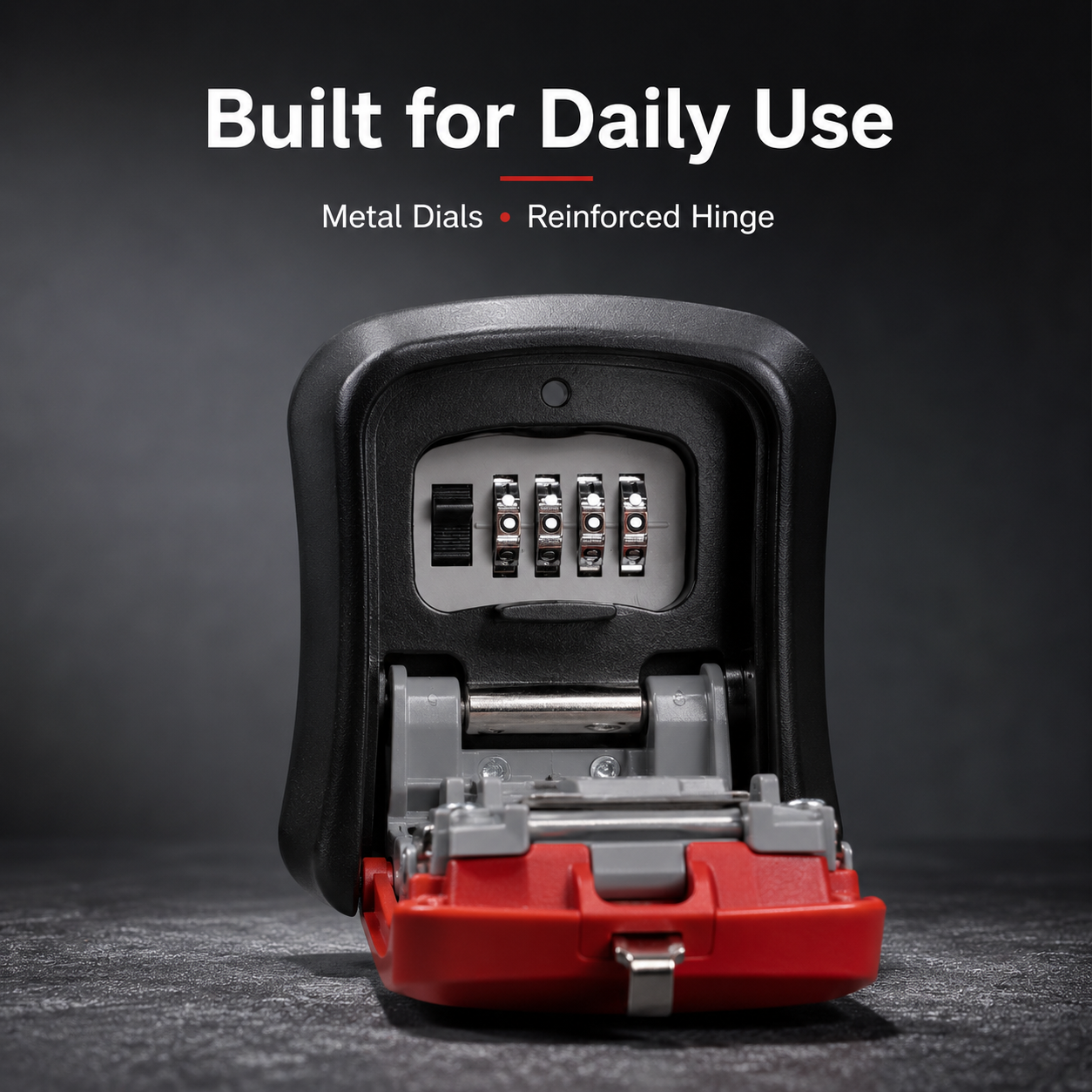 Dual color options showing bold red and sleek black key safes
