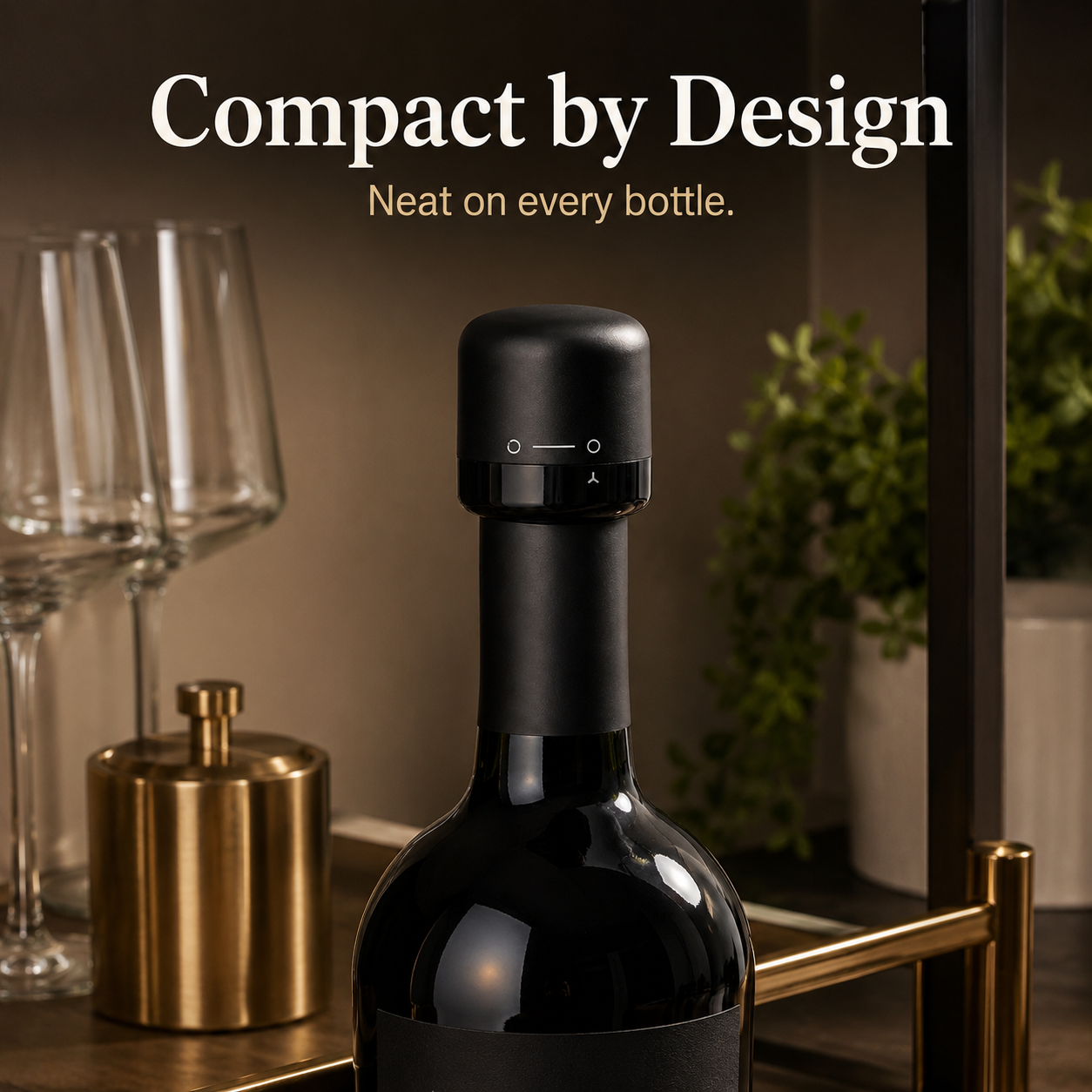 Wine bottle stored horizontally or in fridge door with stopper