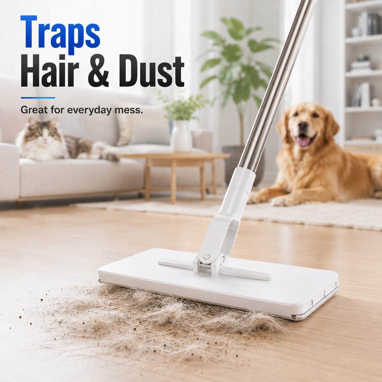 Wiping high windows air vents and stovetops with long handle clip mop