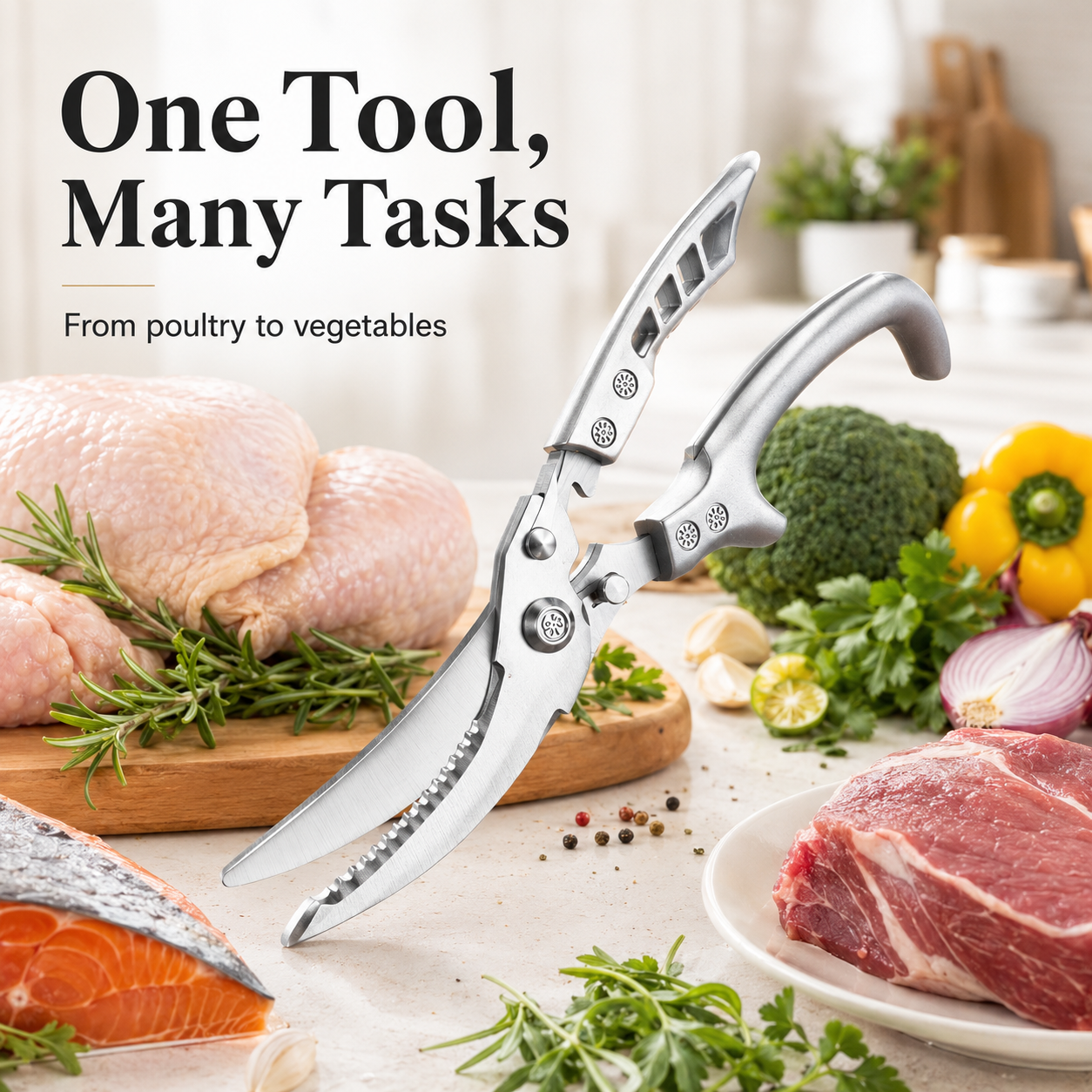 Ergonomic non-slip kitchen shear handle