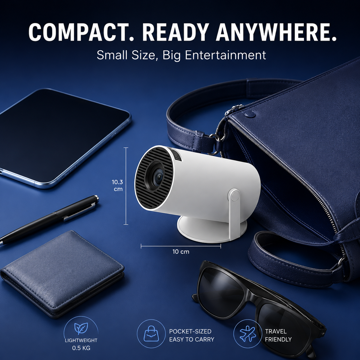 Outdoor backyard movie night using mini projector