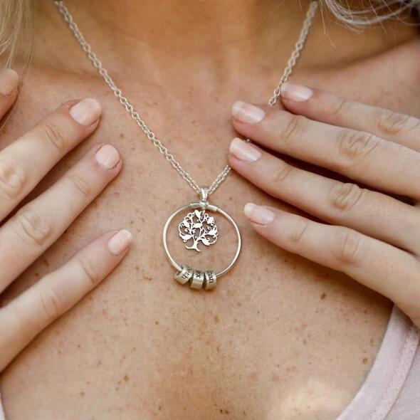 Best Gift Personalized Family Tree with Name Charms Necklace