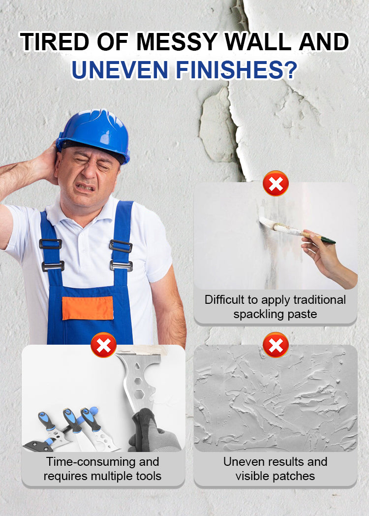 Messy wall uneven finishes traditional spackling paste problem