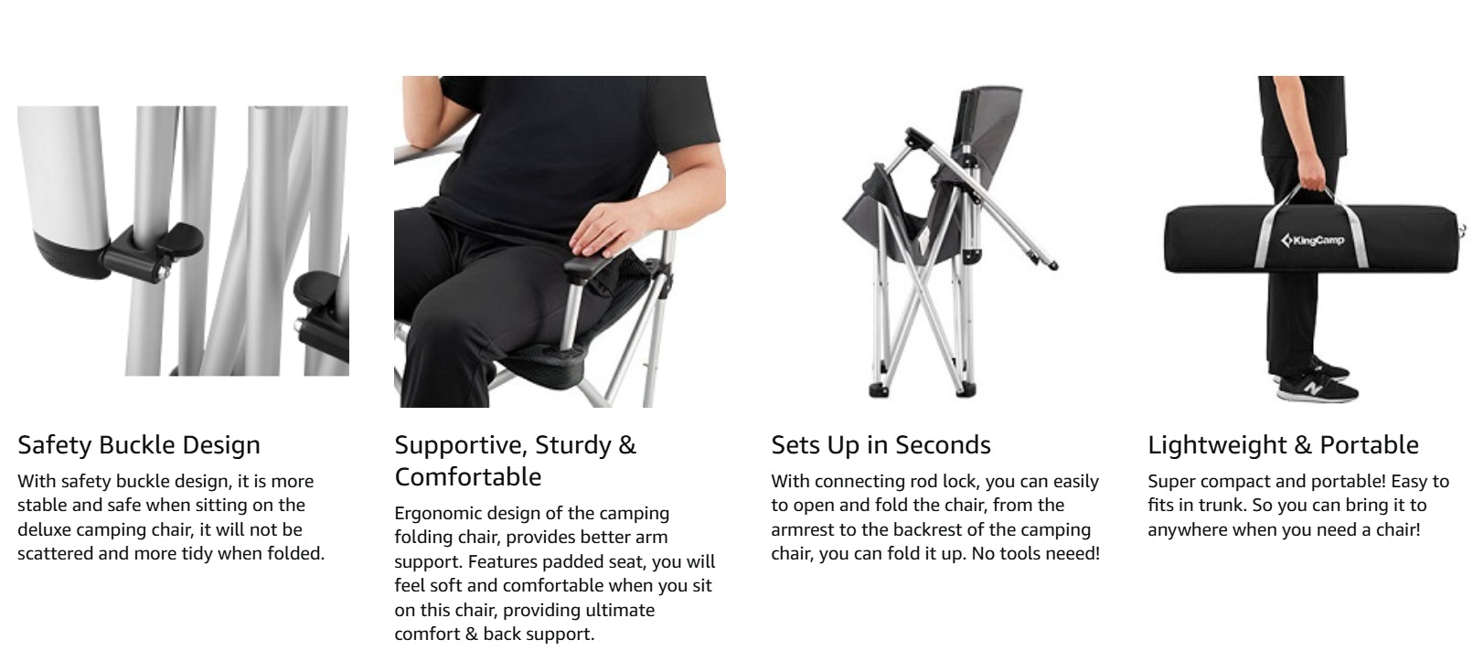 KingCamp CANNA HARD Compact Camp Chair Aluminum Hard Armrest