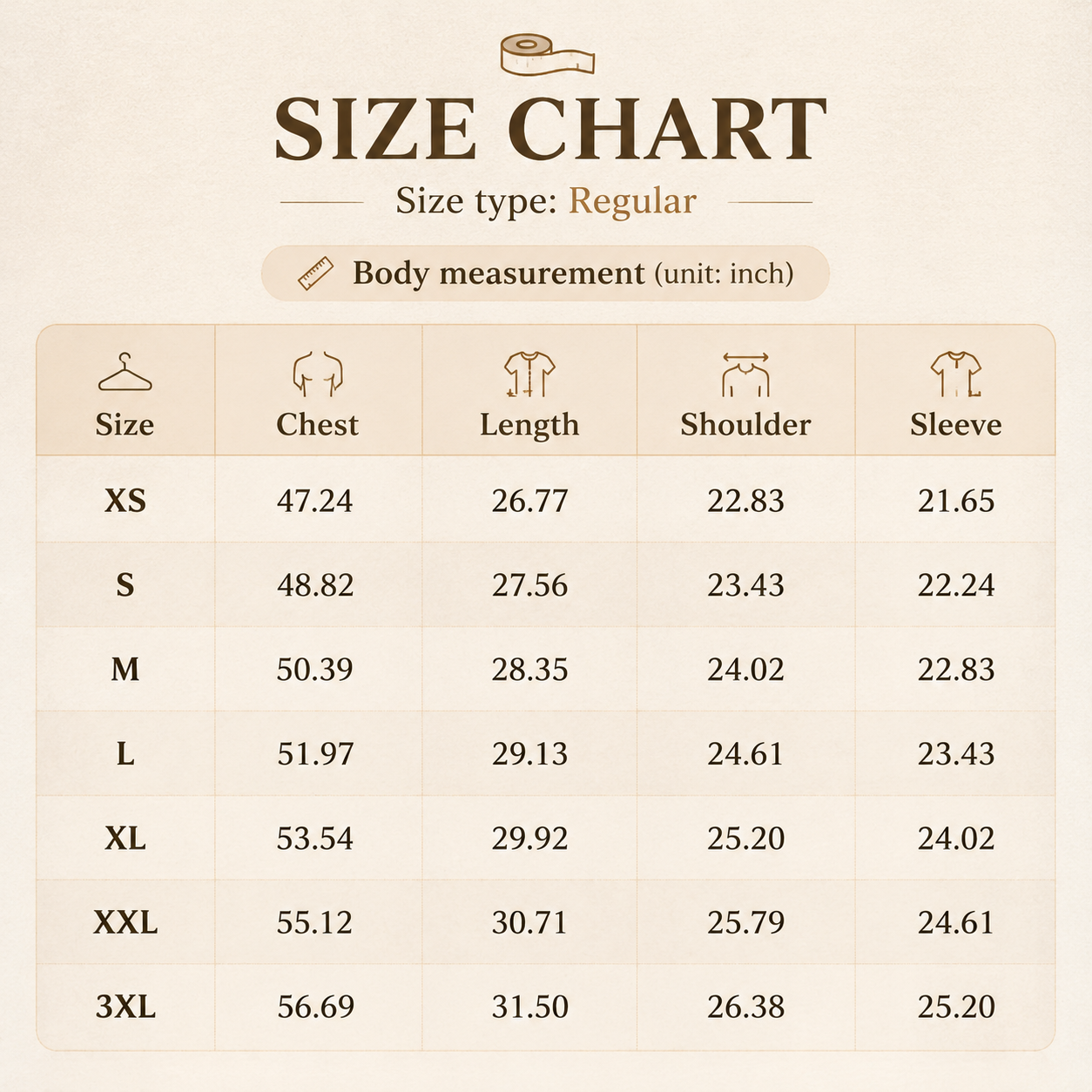 Vintage washed hoodie size chart and measurements