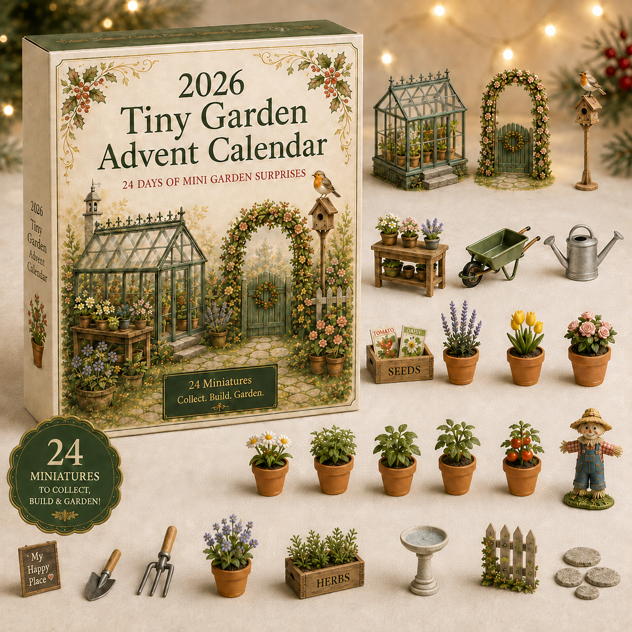 2026 Tiny Garden Advent Calendar with 24 miniature garden surprises