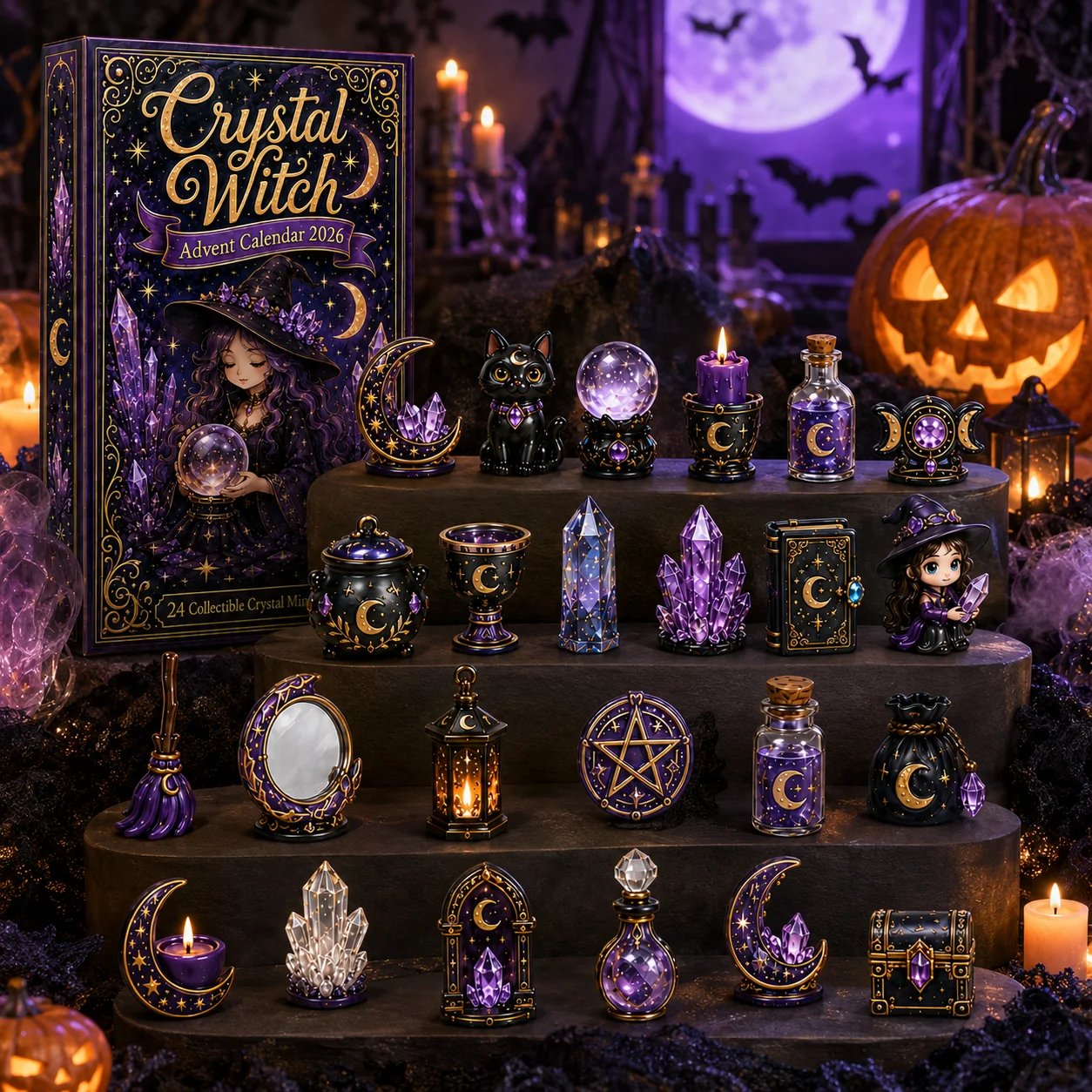 ⏳ Last Day 49% OFF – 🔮 2026 Crystal Witch Advent Calendar | 24 Days of Mystical Miniatures, Crystal-Inspired Surprises & Witchy Fantasy Charm ✨ - 2D Flat Acrylic