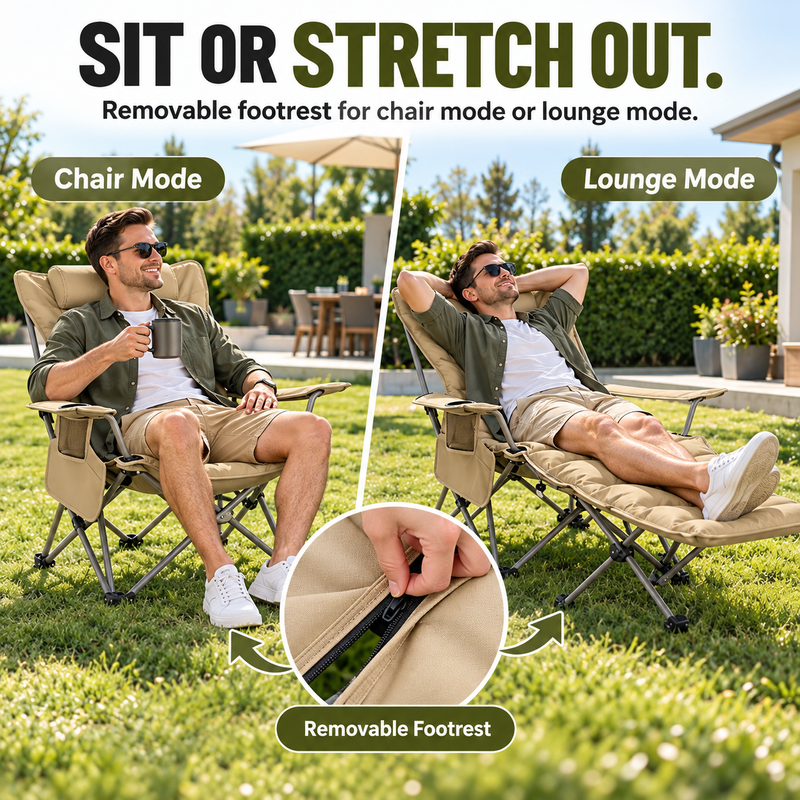 Four reclining positions at 95 115 140 and 160 degrees