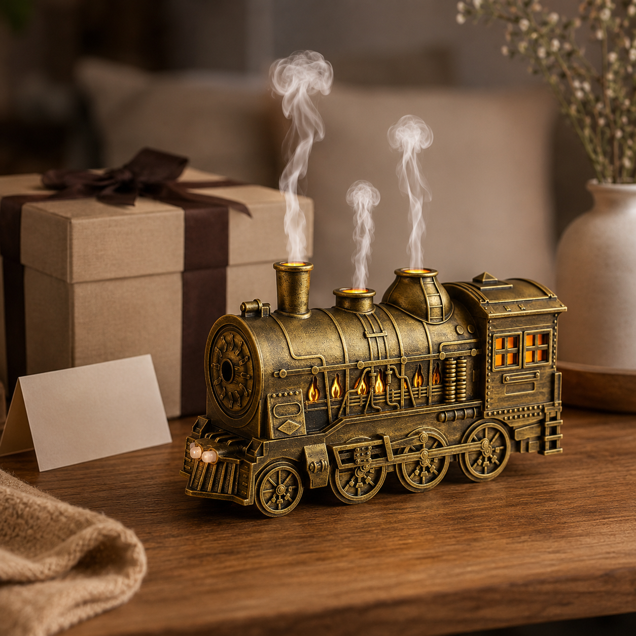 Train aroma diffuser in a cozy home setting