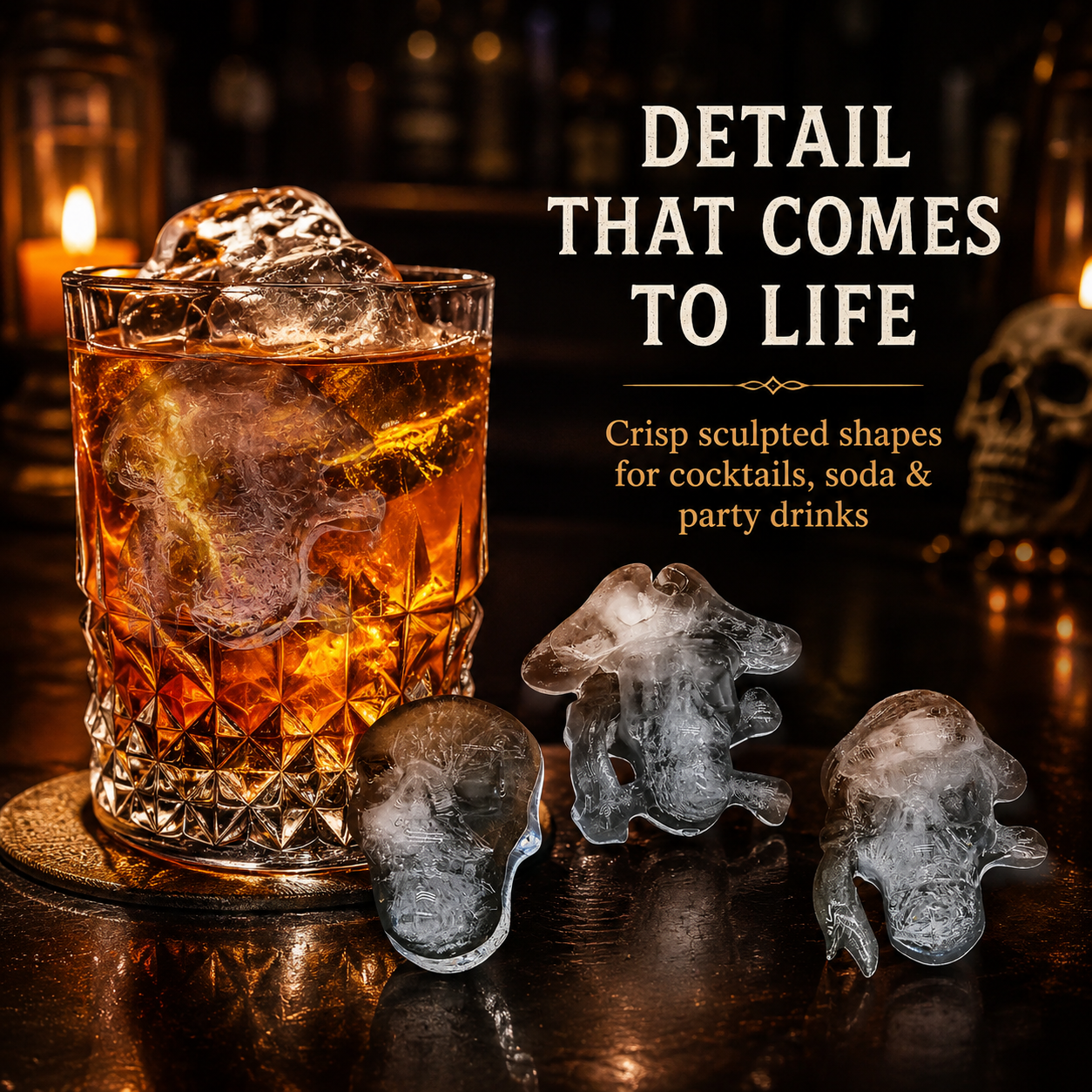 Six-cavity skull and pirate skull silicone ice mold
